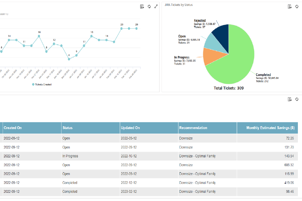Visual from the Cloud cost management tool Densify