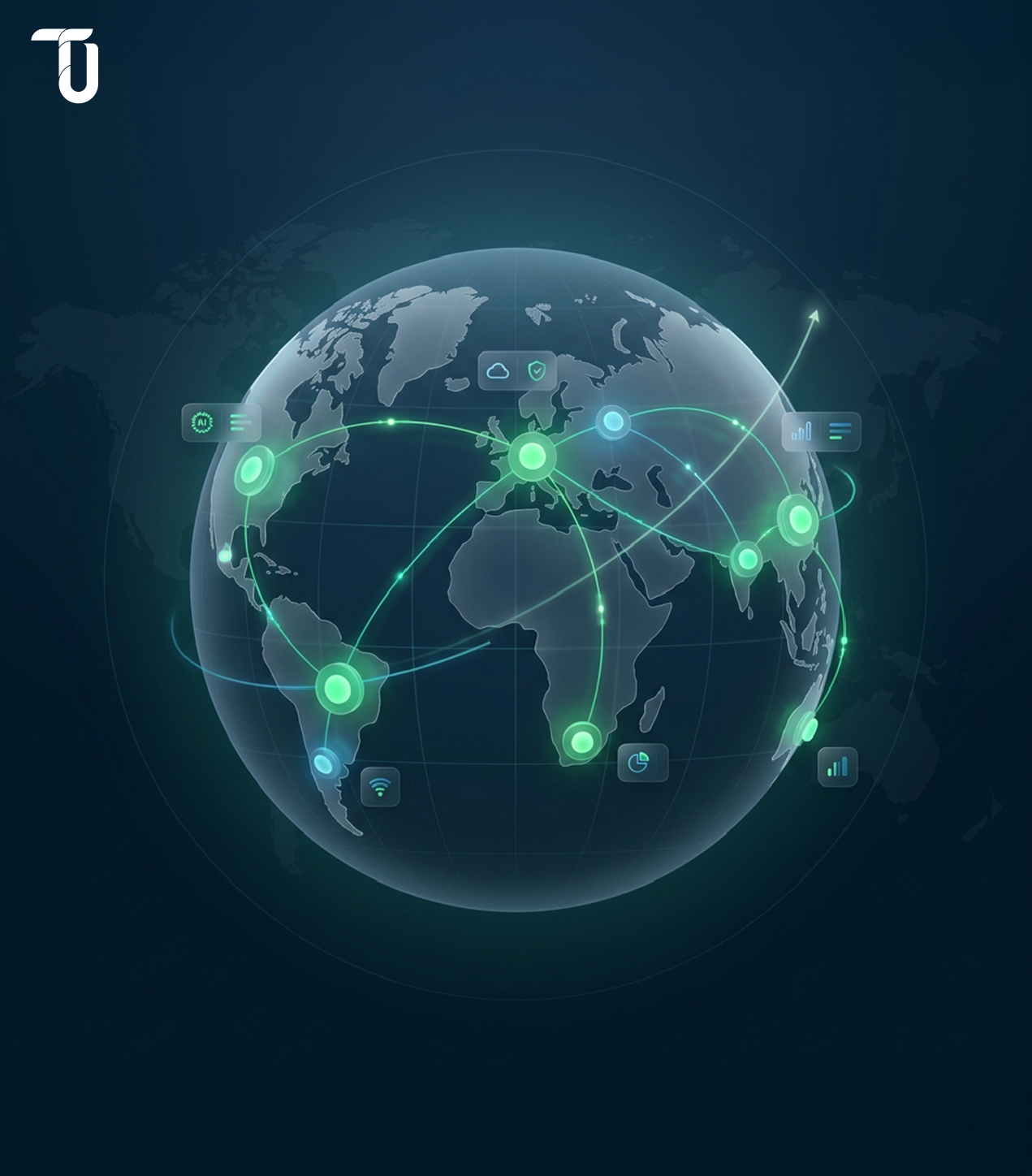 Global network visual representing IT outsourcing trends